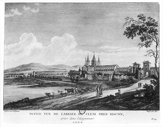 View of Cluny Abbey, from ''Voyage Pittoresque de la France'' ; engraved under direction of Francois from (after) Jean-Baptiste Lallemand