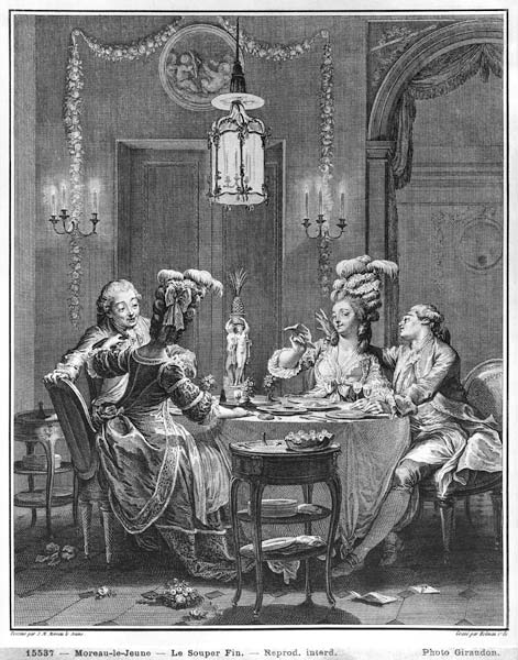 The Gourmet Supper; engraved by Isidore Stanislas Helman (1743-1809) 1781 from (after) Jean Michel the Younger Moreau
