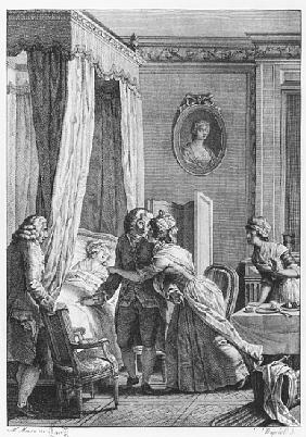 The visit of the doctor from Boson, illustration from ''La Nouvelle Heloise'' Jean-Jacques Rousseau 