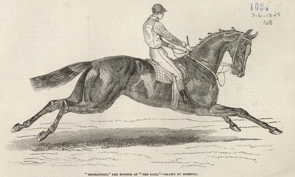 ''Refraction'', the winner of ''The Oaks'', from ''The Illustrated London News'', 7th June 1845 from (after) John Frederick Herring Snr