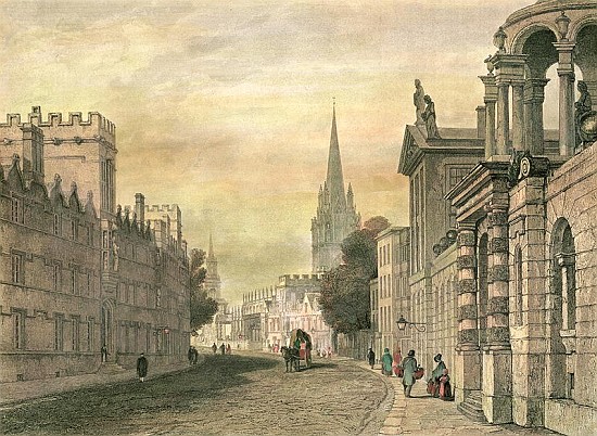 The High Street, Oxford; engraved by G. Hollis from (after) John Skinner Prout