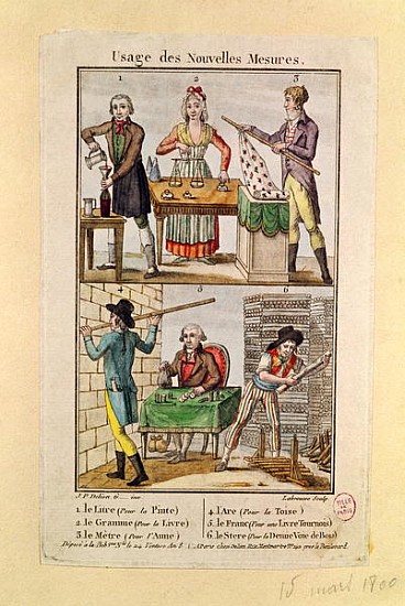 Use of the New Measures; engraved by Labrousse, 1795 from (after) J.P. Delion