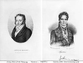 Gioacchino Rossini (1792-1868) and Gaspare Spontini (1774-1851) ; engraved by Ambroise Tardieu (1788