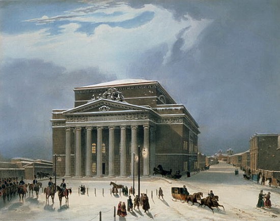 The Bolshoi Theatre in Moscow, printed Lemercier, Paris, 1840s from (after) Louis Jules Arnout
