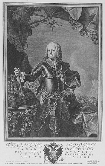 Francis I, Holy Roman Emperor; engraved by Philipp Andreas Kilian from (after) Martin II Mytens or Meytens