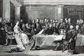 The Queen''s First Council, from ''Leisure Hour''