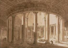 Interior of the Temple of Claudius in Rome, c.1800 (pen & sepia wash on paper)