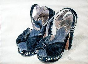 Black Suede Shoes with Beads