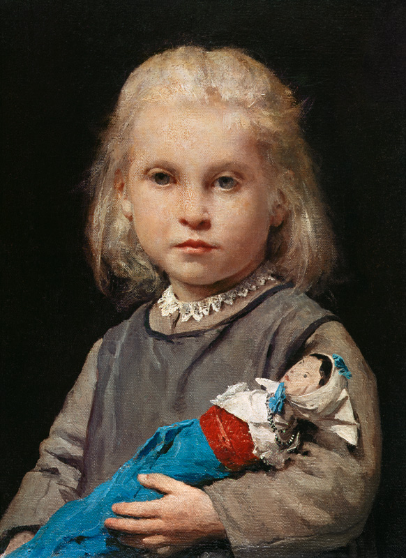 Girl with doll from Albert Anker