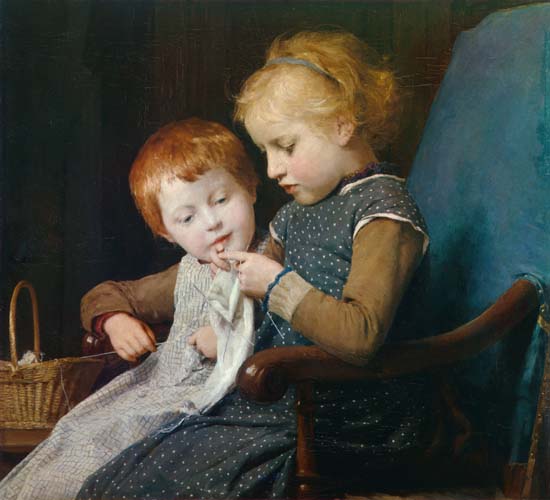 The little knitters from Albert Anker