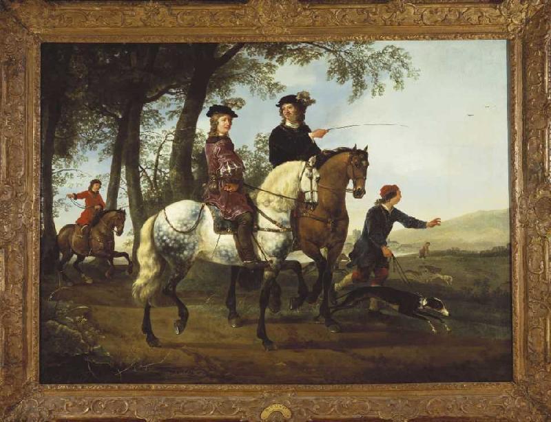 Couple going for a ride for the hunting from Albert Cuyp
