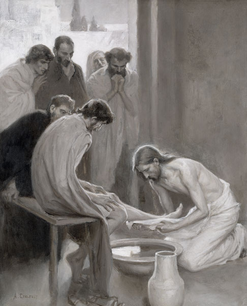 Jesus Washing the Feet of his Disciples from Albert Edelfelt