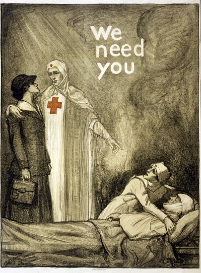 Red Cross Recruitment Poster, We Need You, pub. from Albert Edward Sterner