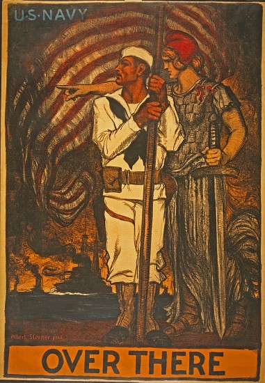 U.S. Navy Recruitment Poster Over There, pub. from Albert Edward Sterner