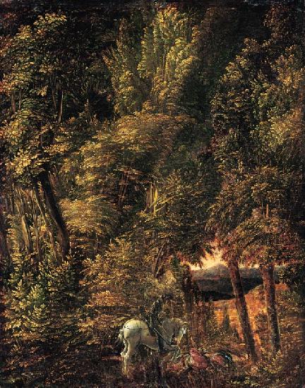 Woodland landscape with piece of Georges Drachenkampf