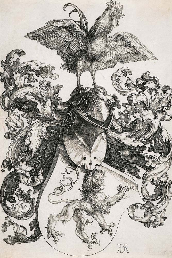 Coat of Arms with a Lion and a Cock from Albrecht Dürer