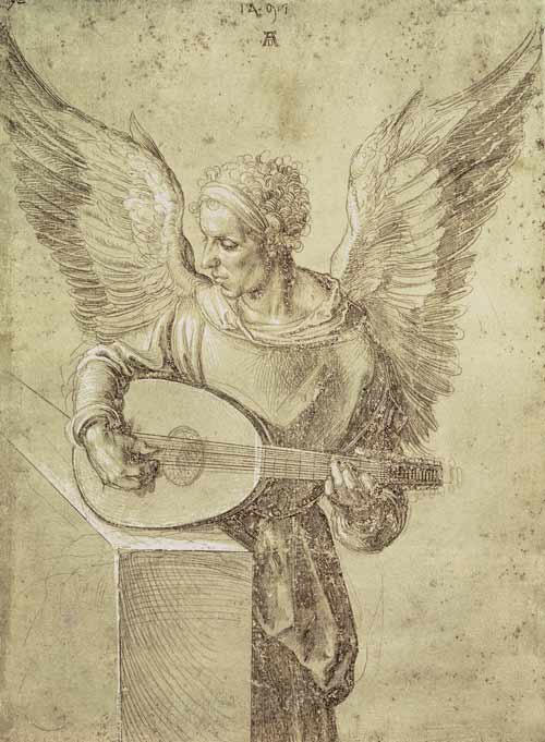 Angel playing a lute from Albrecht Dürer