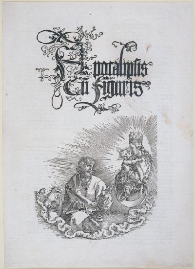 Apocalipsis cum figuris, Titelblatt der 1511 veröffentlichen lateinischen Ausgabe der Apokalypse, mi