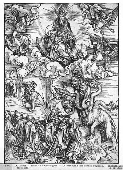 Scene from the Apocalypse, The seven-headed and ten-horned dragon from Albrecht Dürer