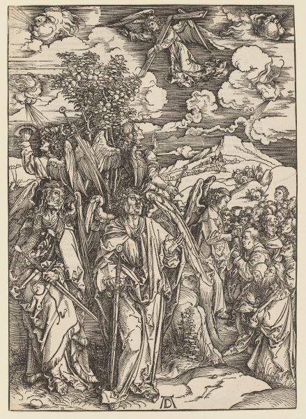 Vier Engel, die Winde aufhaltend / Die Versiegelung der Auserwählten, aus der Folge der Apokalypse,  from Albrecht Dürer