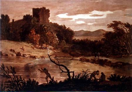 Landscape with men bathing from Alexander Cozens
