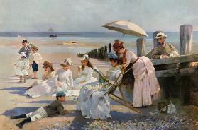 On the Shores of Bognor Regis - Portrait Group of the Harford Couple and their C