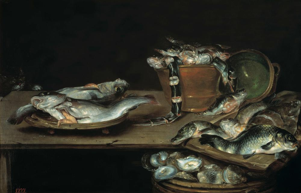Still Life with Fish, Oysters and Cat from Alexander van Adriaenssen