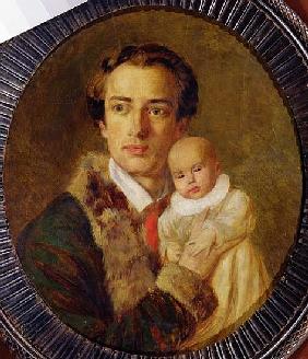 Portrait of Alexander Herzen with his son