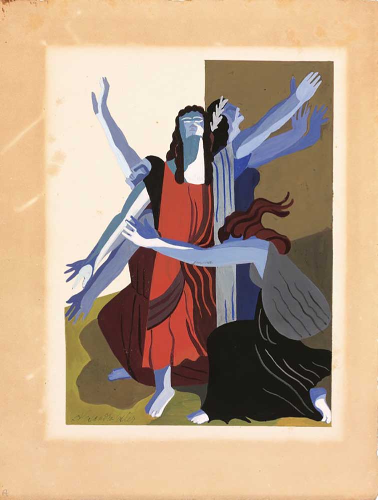 Costume design for the play "Seven Against Thebes" by Aeschylus from Alexandra Exter