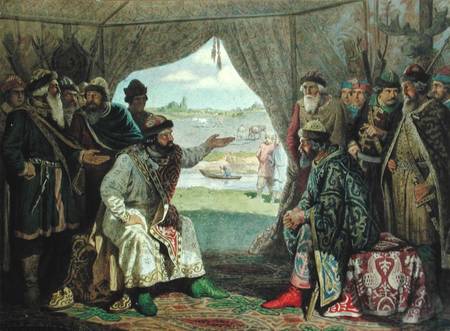 The Convention of Princes with Grand Duke Vladimir Monomakh II (1053-1125) at Dolob in 1103 from Alexej Danilovich Kivschenko