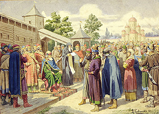 Verlesung des Gesetzes in Anwesenheit des Grossfürsten Jaroslaw from Alexej Danilovich Kivschenko