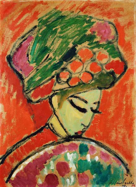 Young Girl with a Flowered Hat, 1910 from Alexej von Jawlensky