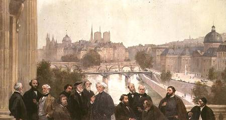 Fragment of the panorama of 'The History of the Century', with portraits of French artists and autho from Alfred Gervex