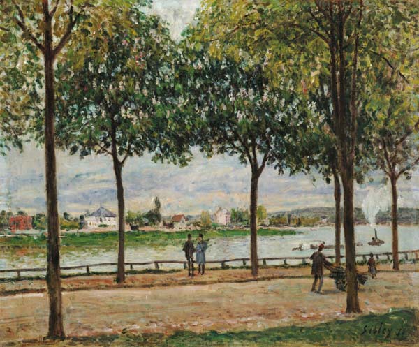 Street of Spanish Chestnut Trees by the River from Alfred Sisley