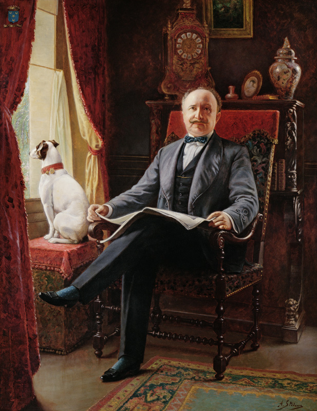 Portrait of M. le Comte de C. with his dog from Alfred Stevens