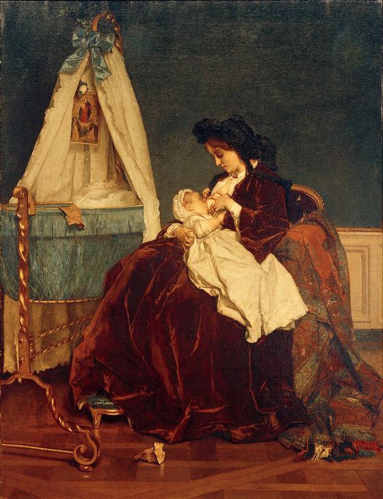 Eine Mutter od. Mutterfreuden (Die Frau des Künstlers mit dem Sohn Léopold). from Alfred Stevens