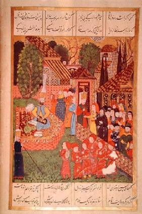 A Janissary officer recruiting devsirme for Sultan Suleyman I (1495-1566), from the 'Suleymanname' (