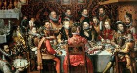 King Philip II (1527-98) banqueting with his Courtiers