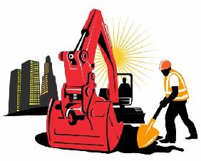 Mechanical Digger with construction work