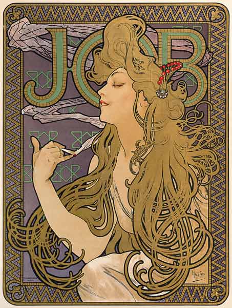 Poster for the cigarette brand job. from Alphonse Mucha
