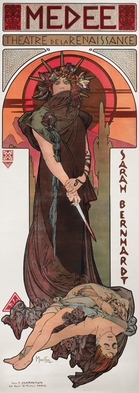 Médée, poster for Sarah Bernhardt's and the Théatre de's La renaissance from Alphonse Mucha