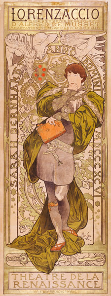 Poster for A. de Musset's 'Lorenzaccio' in Paris. 1896 from Alphonse Mucha