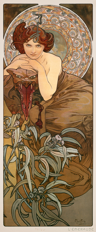 Precious stones: Emerald. from Alphonse Mucha