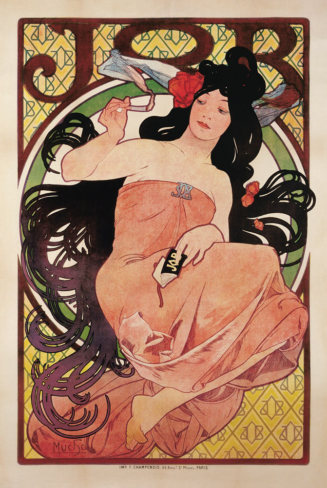 Advertising Poster for the tissue paper "Job" from Alphonse Mucha