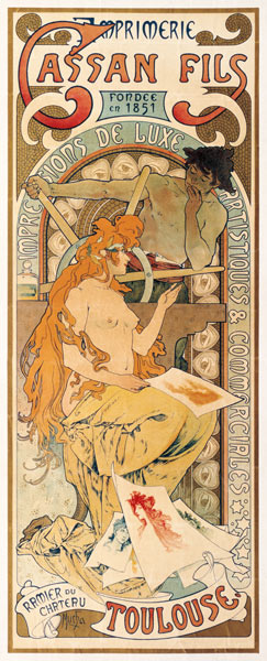 Technik / Graphisches Gewerbe: - ''Imprimerie Cassan Fils''. - Plakat, 1896. Graph.Gestaltung: Alfon from Alphonse Mucha