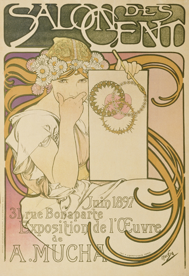 Plakat für die Ausstellung ''A. Mucha'' im ''Salon des Cent'' from Alphonse Mucha