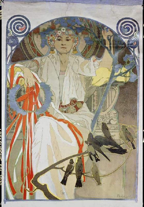Poster for the song and music feast spring 1914 in Prague from Alphonse Mucha