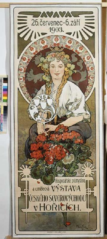 Poster Vystava ceského ... (exhibition of the north-east Czechia in Honce) from Alphonse Mucha
