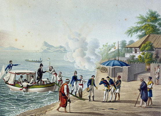 View of Our First Landing at the Portuguese Establishment at Dille, Timor, from 'Voyage Autour du Mo from Alphonse Pellion