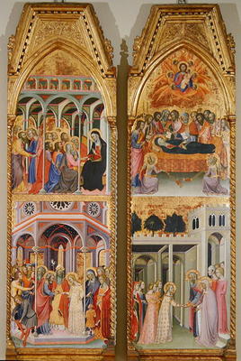 Triptych of the Coronation of the Virgin, left and right panels (oil on panel) from also Manfredi de Battilori Bartolo di Fredi